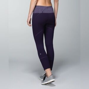 Lululemon Rebel Runner Crop Black Grape Wee Stripe Heathered - Size 4